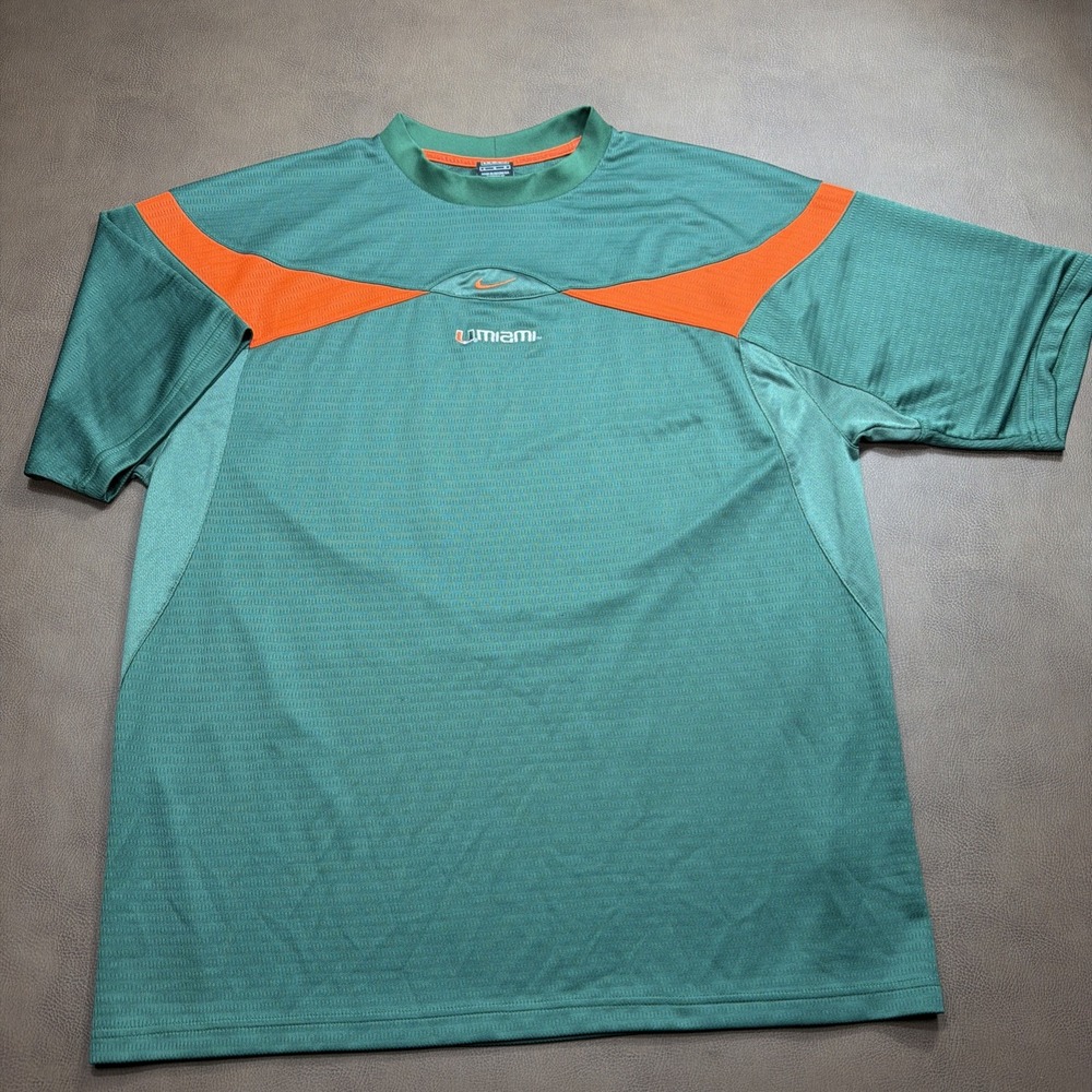 VTG MIAMI HURRICANES TEAM ISSUED Jersey Shirt Football Men's Large Center Swoosh